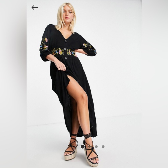 ASOS Embroidered Midi Crinkle Dress - Picture 3 of 3